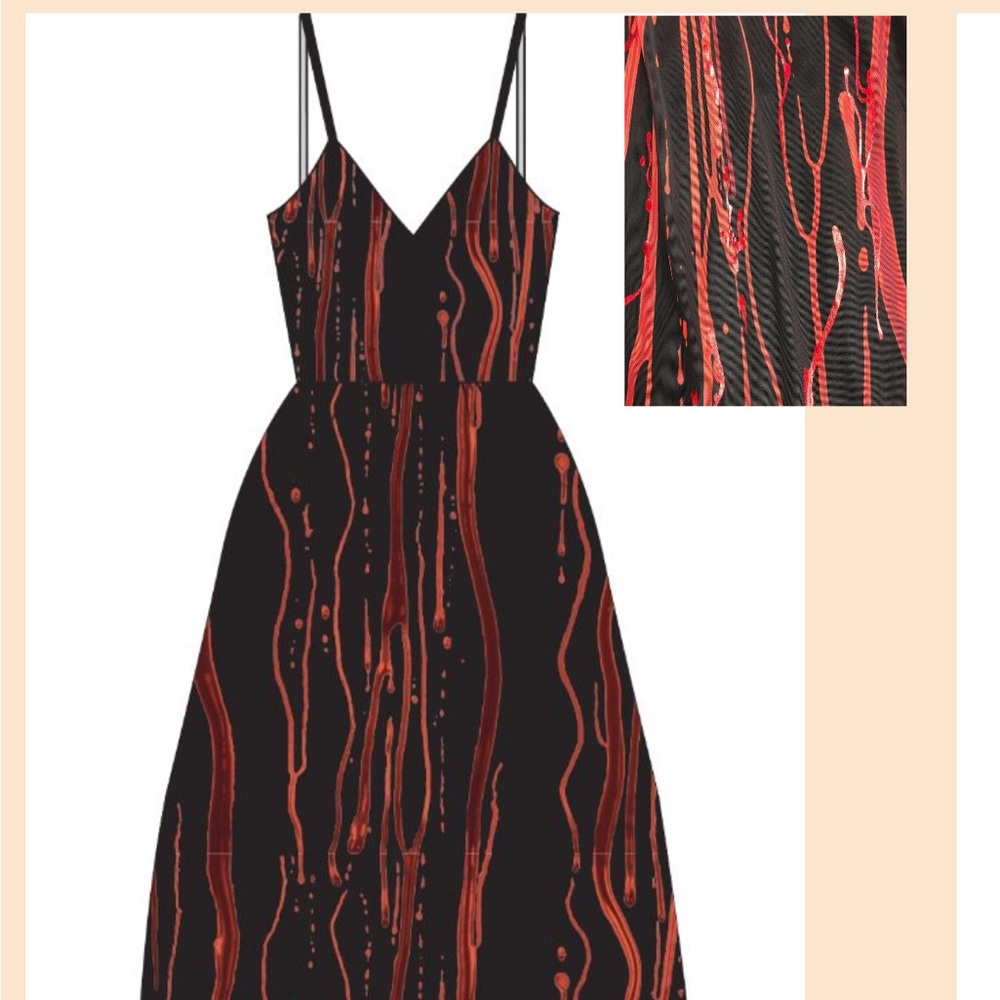 Blackmilk Halloween Blood (Shimmery) Strap Midi Dress (worn once) RARE